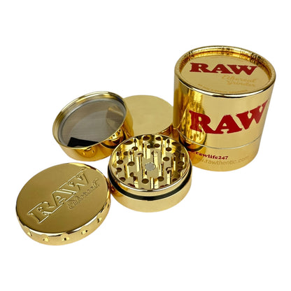 RAW Ethereal 60mm 4-Piece Grinder "Stainless Steal Gold Plating "