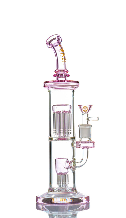 12" TX15 Toxic Double Tree Perc Rig Water Pipe by MK 100 Glass