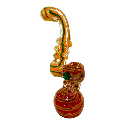 8" Candy Swirl Button Glass Bubbler (Assorted Colors)