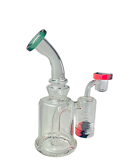 7" Bent Neck Dab Rig w/ Silicone Reclaimer Catcher Jar (Assorted Colors)