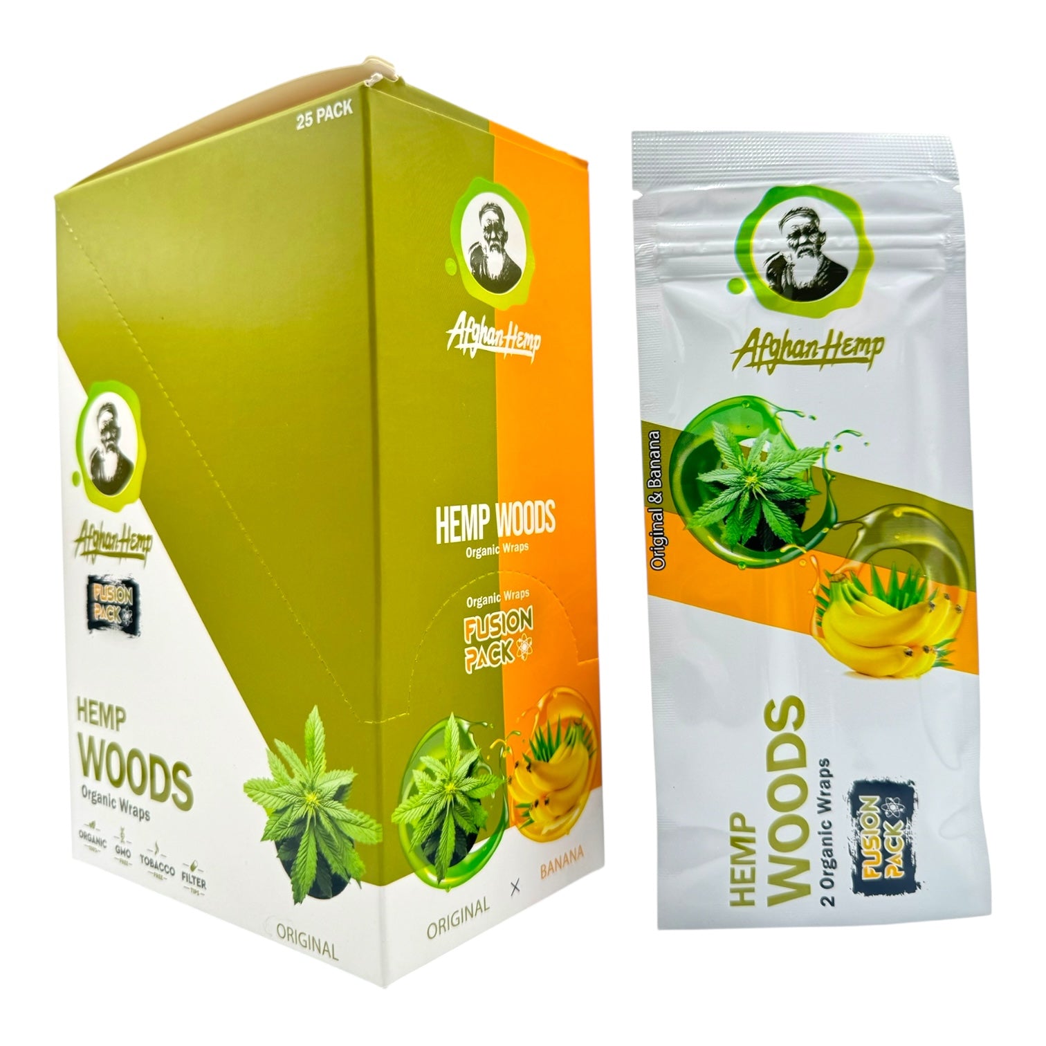 Afghan Hemp Fusion Pack Hemp Woods Wraps 2/Pk - 25pk Display