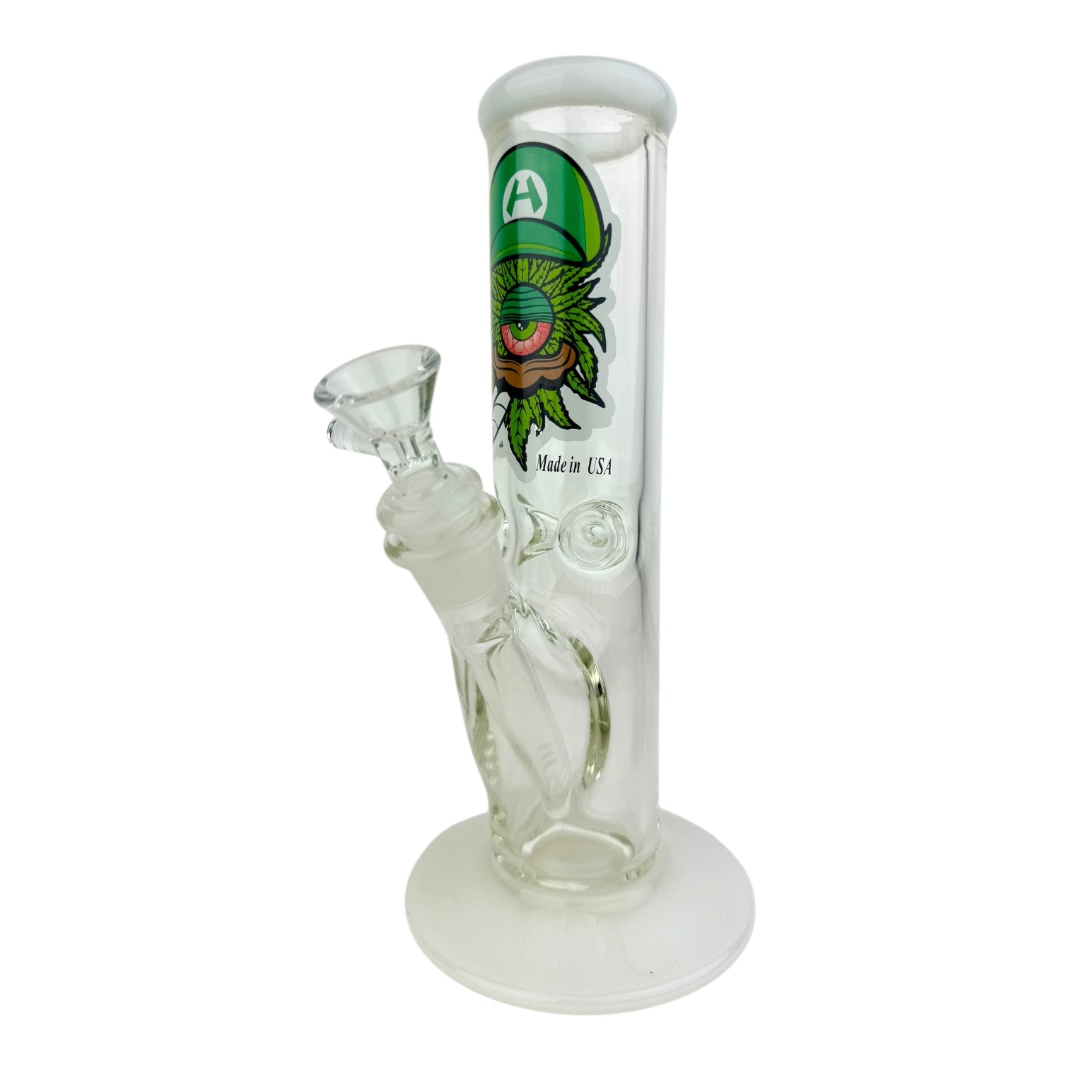 10" Clear Straight Tube Ice Catcher Glass Water Pipe - Assorted Sticker Decal