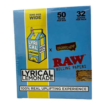 RAW X Lyrical Lemonade King Size Wide Rolling Papers 32 leaves / Pack 50Packs/Display|24D/C
