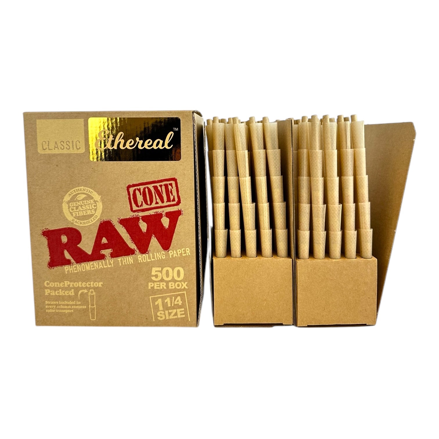 Raw Ethereal 1 1/4 Size Cones 500 per Box