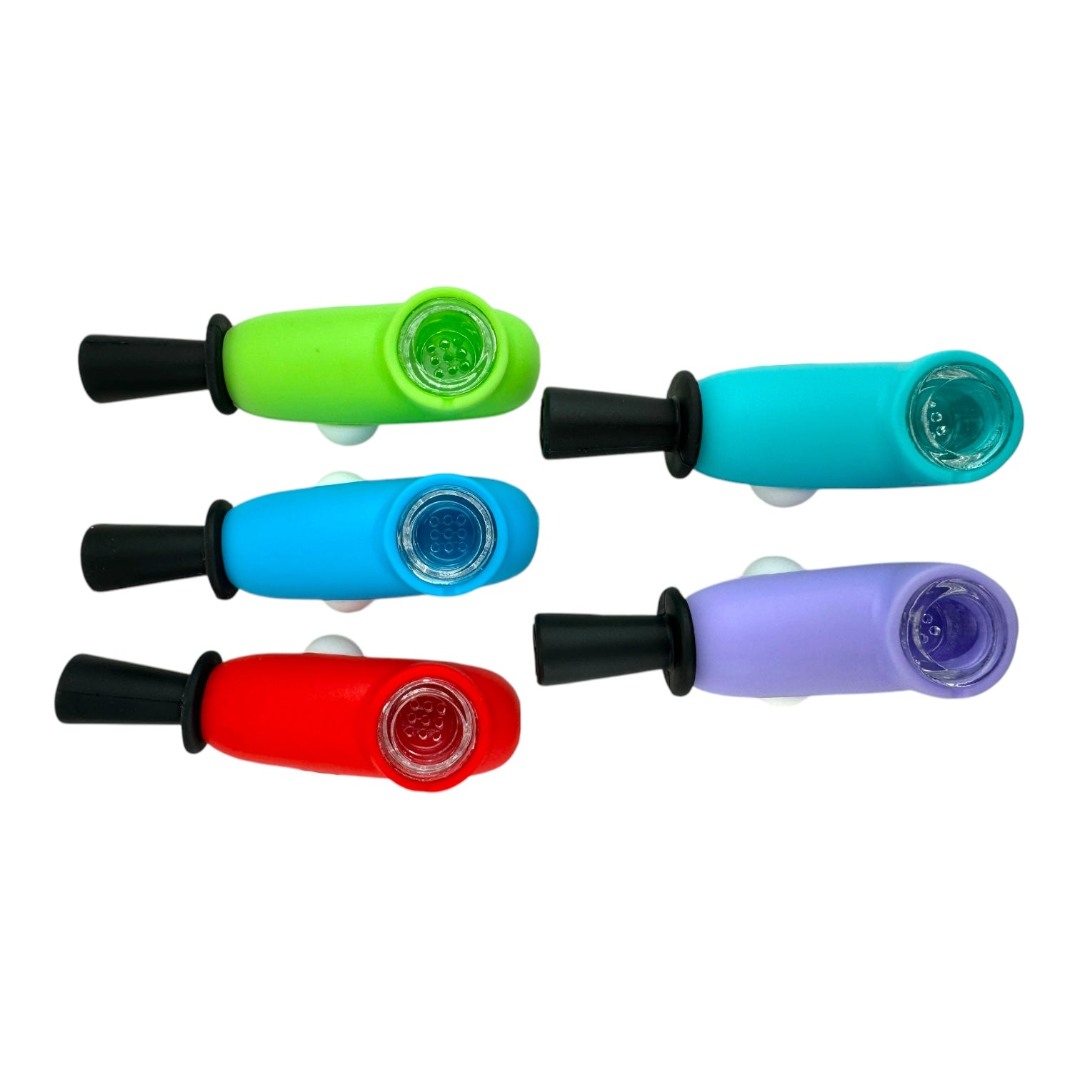 4" Cartoon Face Hat Silicone Hand Pipe with Glass Bowl - Assorted Colors