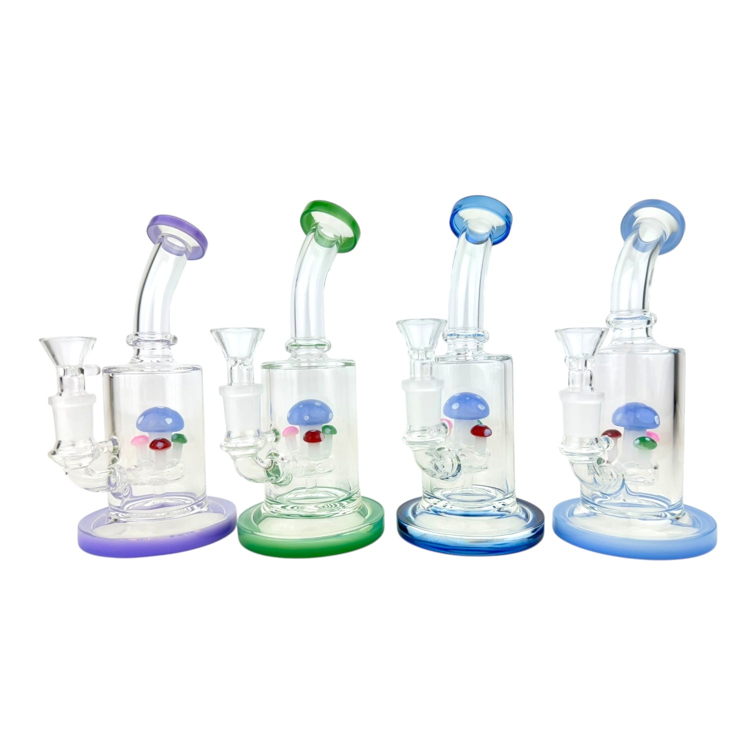 7" Mushroom Cylinder Bent Neck Glass Water Pipe