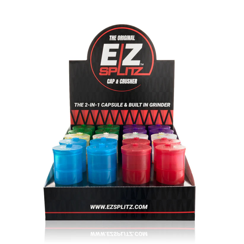 EZ Splitz Cap & Crusher - Grinder & Pop Top - 20ct Display