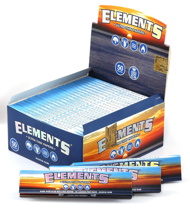 Elements King Size Slim Ultra Thin Rolling Paper (33 Sheets / 50 Booklets)