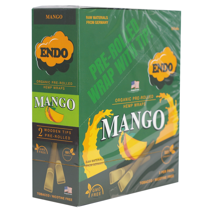 Endo Pre-Rolled 2 Wood Tipped Hemp Wraps - Mango