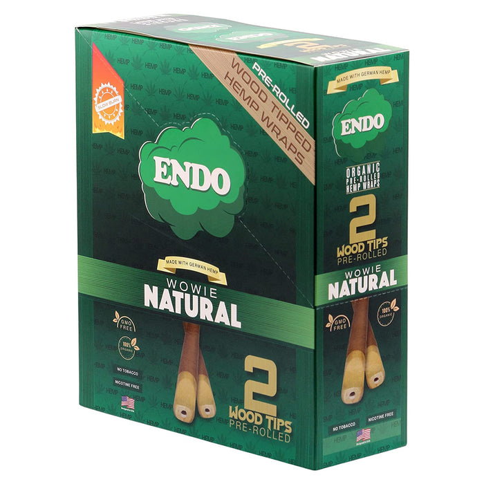 Endo Pre-Rolled 2 Wood Tipped Hemp Wraps - Wowie Nautal