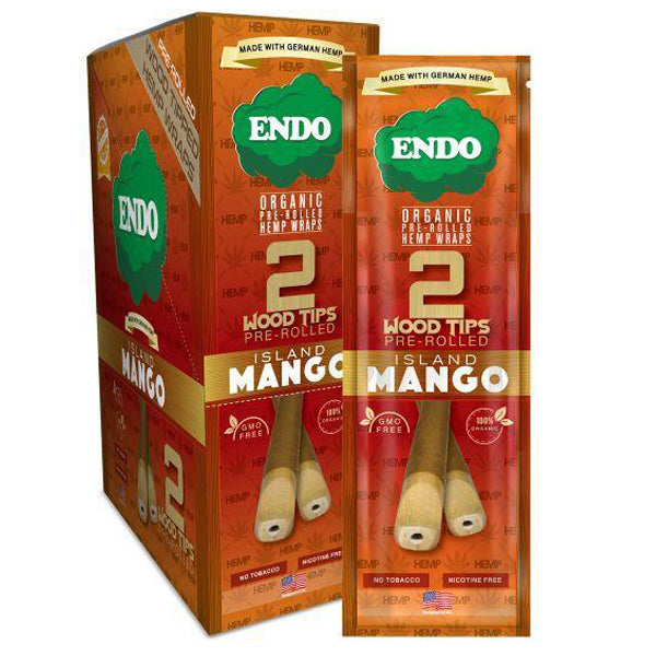 Endo Pre-Rolled 2 Wood Tipped Hemp Wraps - Island Mango