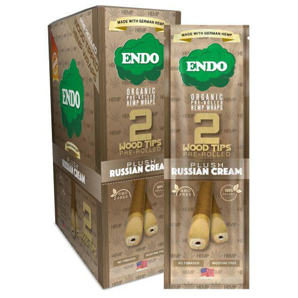 Endo Pre-Rolled 2 Wood Tipped Hemp Wraps - Plush Russian Cream