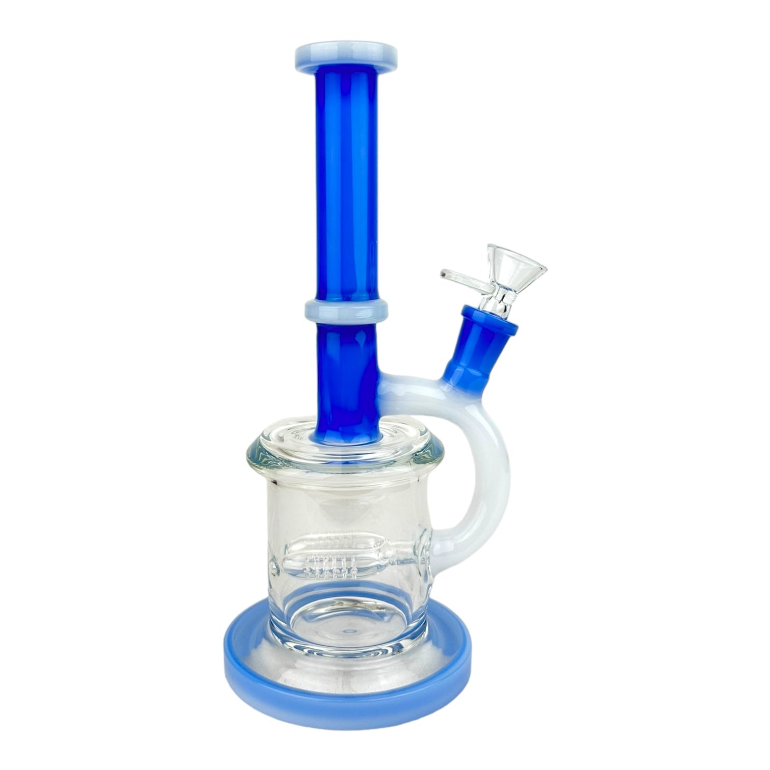 10" Flat Bottom Colored and Clear Glass Water Pipe