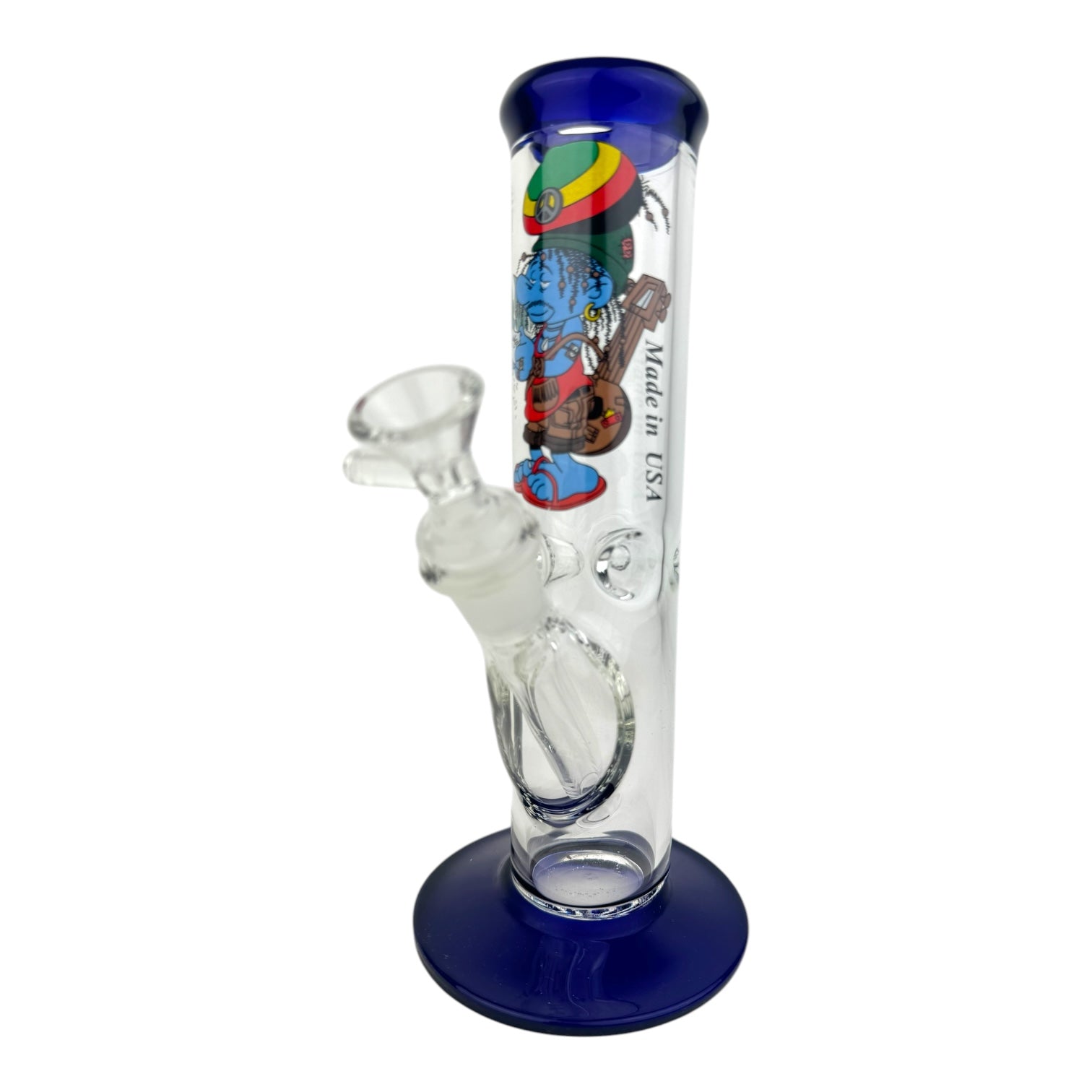 10" Clear Straight Tube Ice Catcher Glass Water Pipe - Assorted Sticker Decal