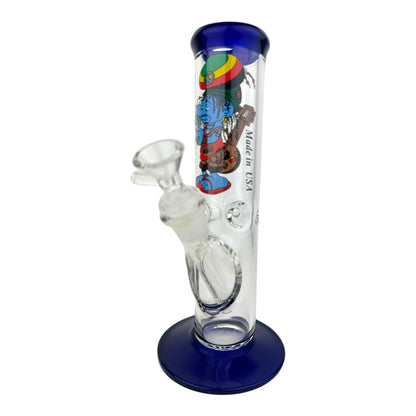 10" Clear Straight Tube Ice Catcher Glass Water Pipe - Assorted Sticker Decal