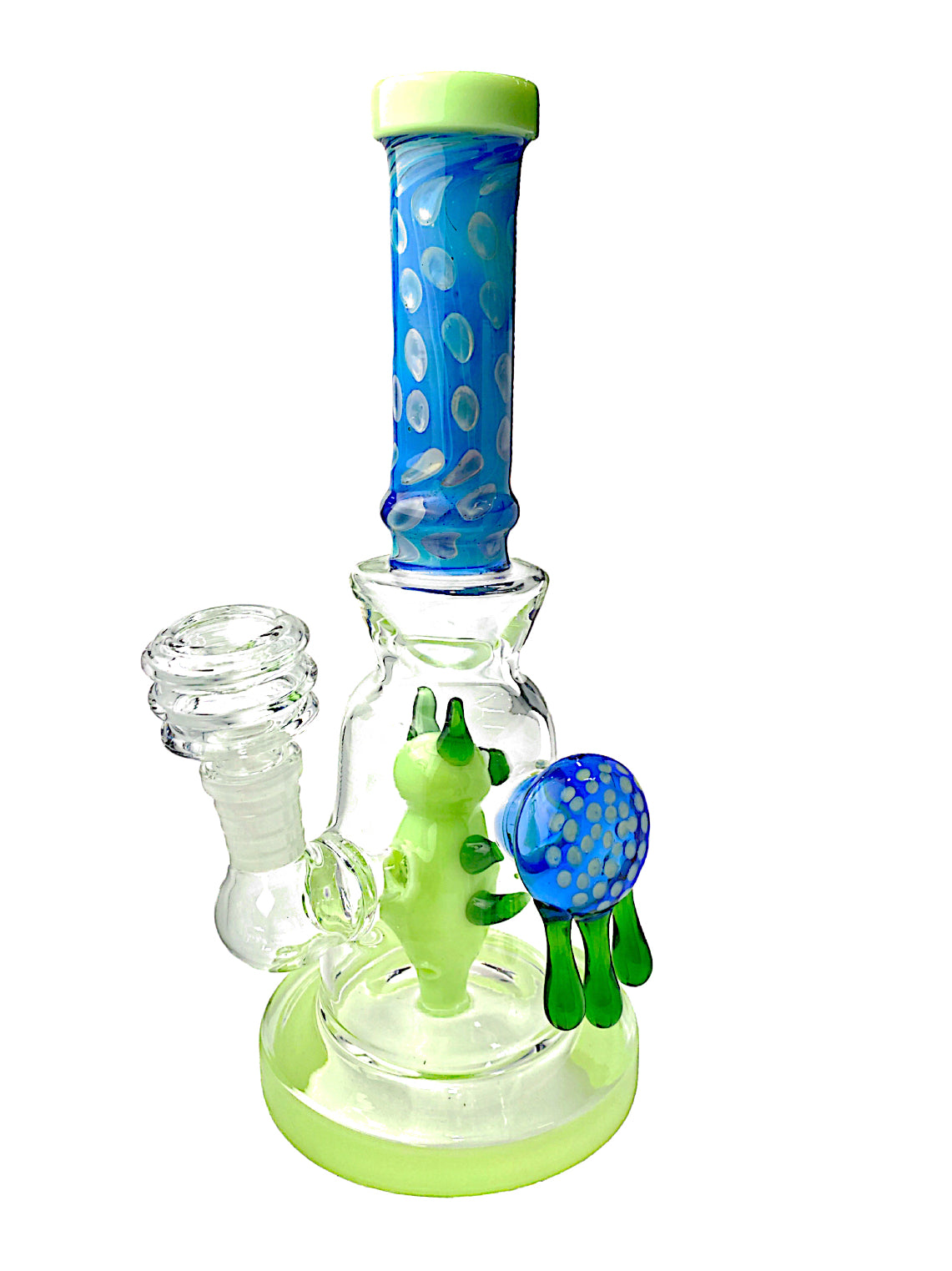 8" Spotted Dripping Implosion Character Perk Straight Tube Glass Water Pipe