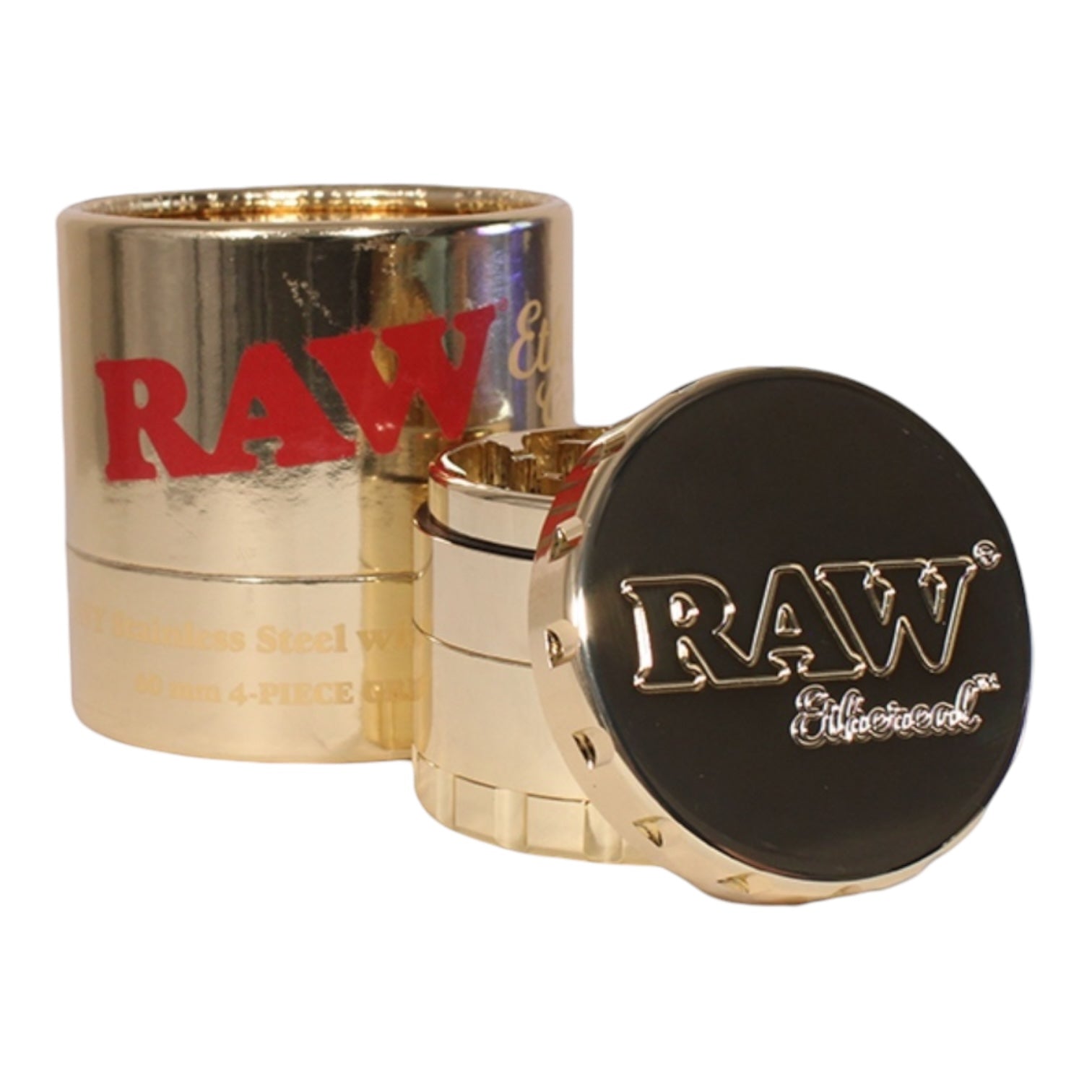 RAW Ethereal 60mm 4-Piece Grinder "Stainless Steal Gold Plating "