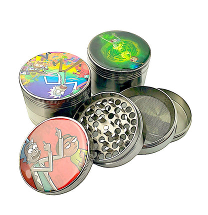 4Pc Characters Metal Grinders . Assorted Stickers