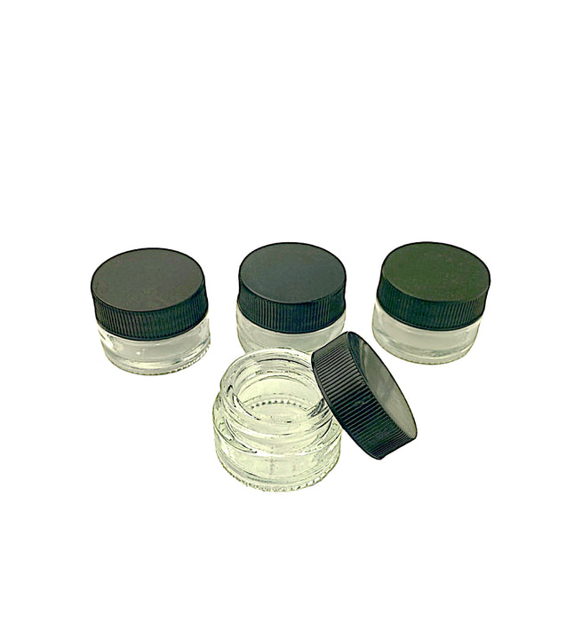7mL Black Plastic Top Clear Glass Jar Container