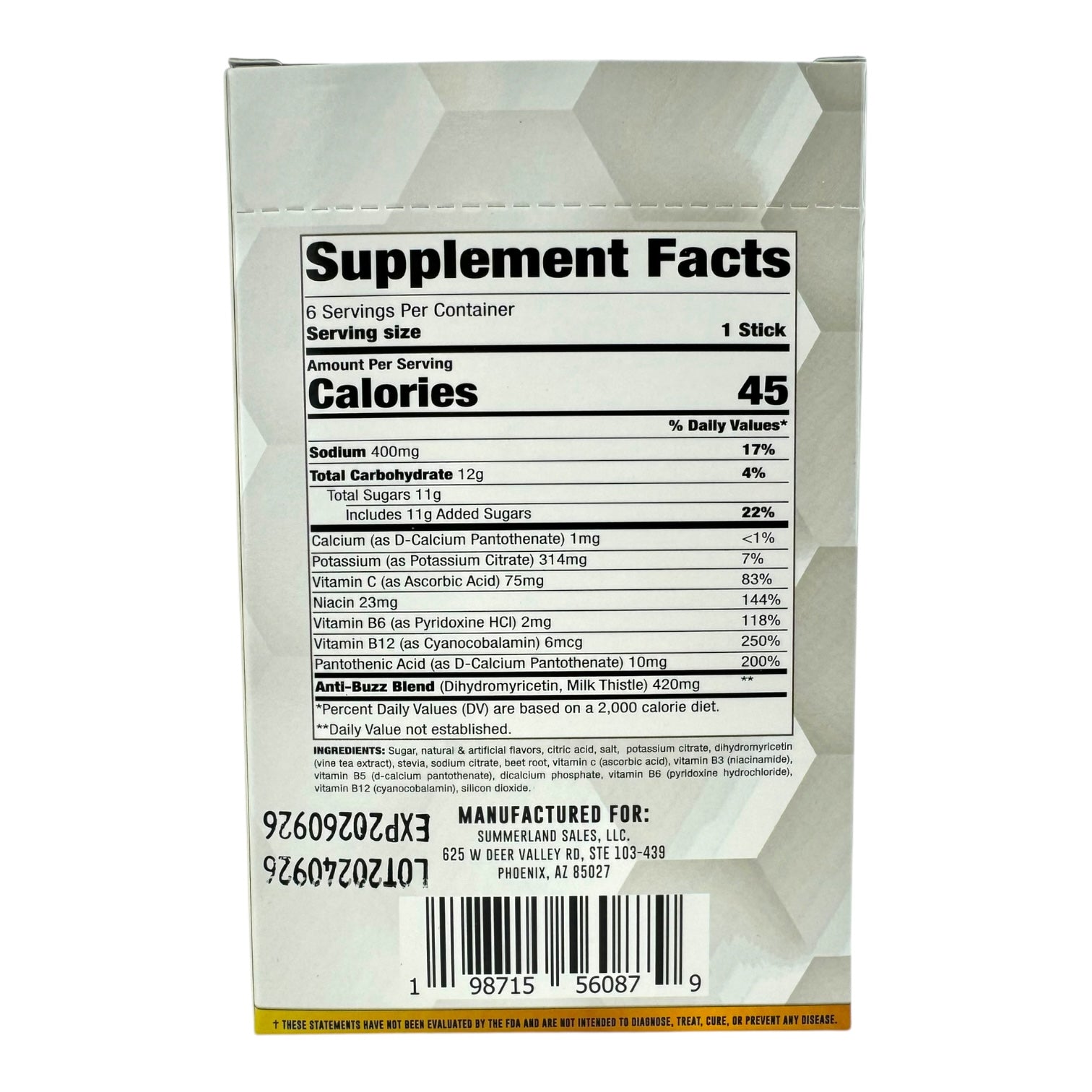 Stinger Detox Anti-Buzz Post Drinking Relief - Tropical Punch (6 Packs)