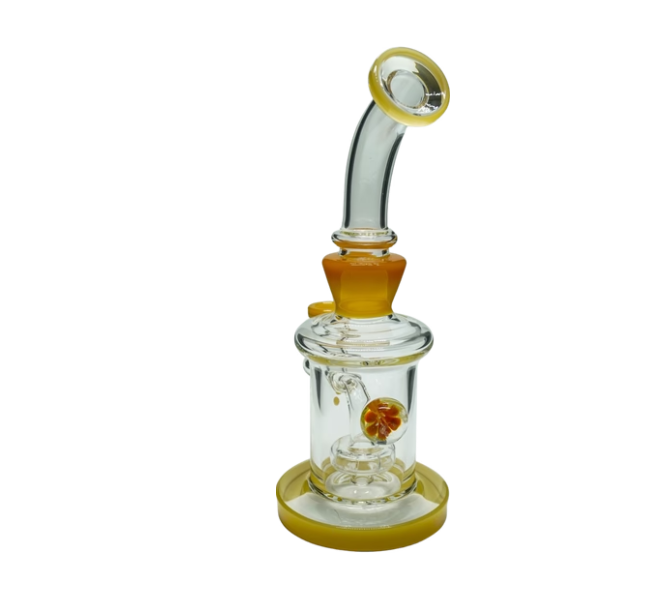 9"  Bent Neck Flower Implosion - Glass Water Pipe