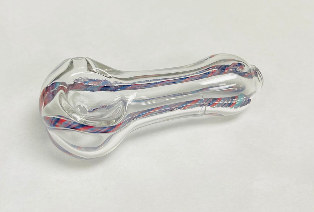 3" Clear Peanut Wig Wag Glass Hand Pipe (Assorted Color)