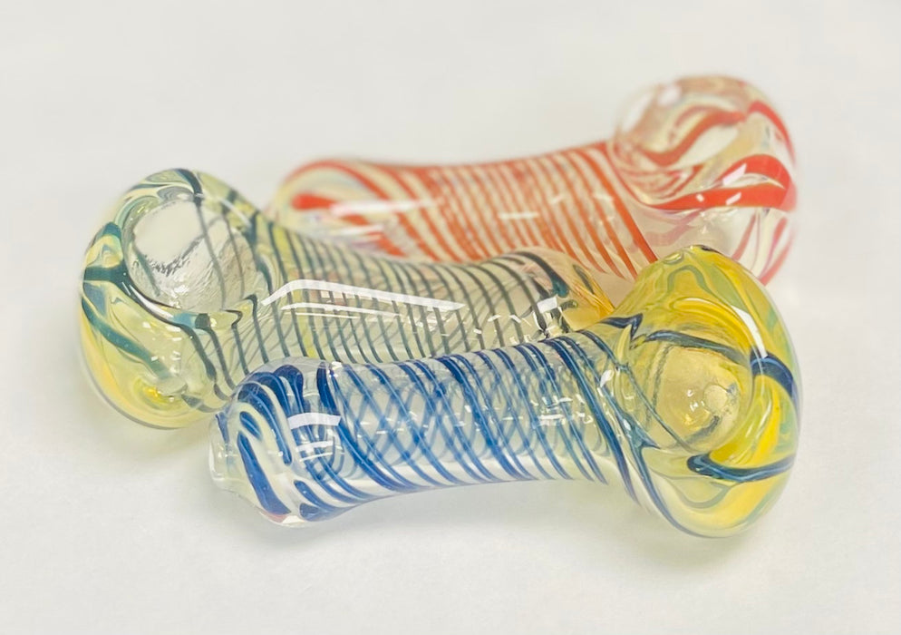 4" Thick Tornado Swirl Glass Hand Pipe (Assorted Colors)