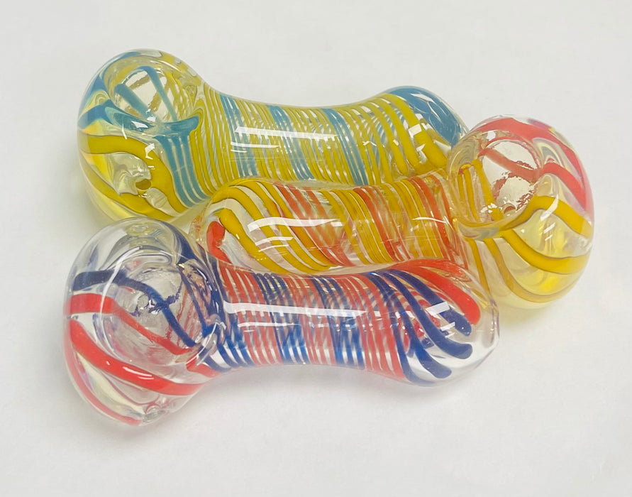 3" Swirl Lines Glass Hand Pipe (Assorted Colors)
