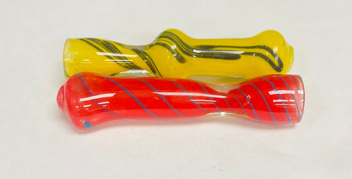 3.5 Yellow and Blue Striped Glass Smoking Pipe