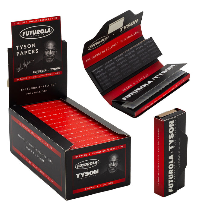 Futurola x Tyson Rolling Papers + Tips 1 1/4 Size Slim (24packs x 33 rolling paper + tips)