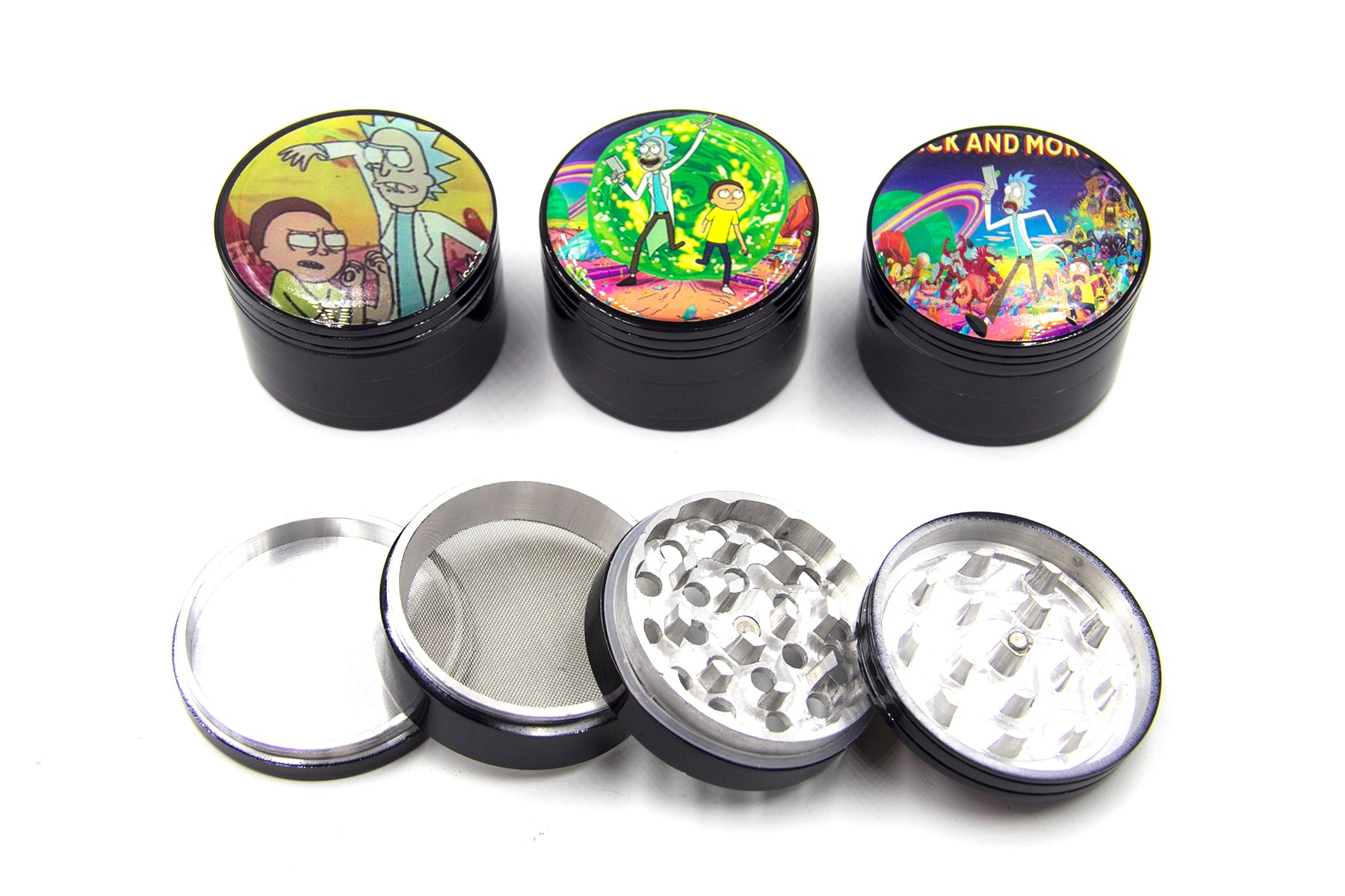 4Pc Characters Metal Grinders . Assorted Stickers