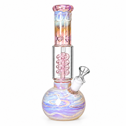 12" GG Gold Fumed Glass Water Pipe w/ Twist Perk - 40/Cs I Assorted Colors
