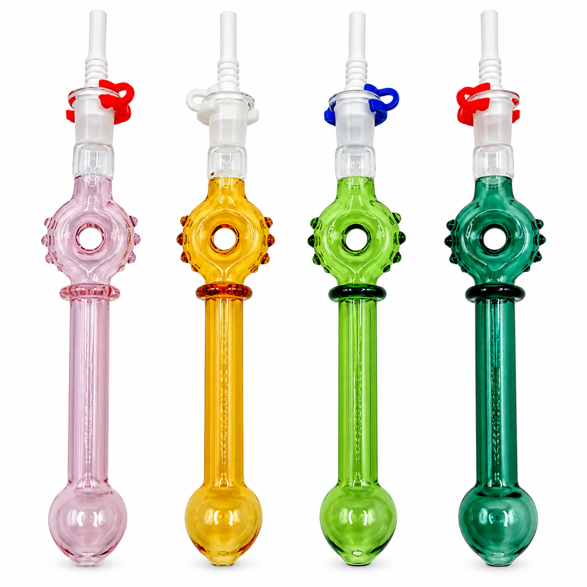 Glass Straw Donut Stem 10mm Nector Collector 6" I Cermc Tip- Asst Color