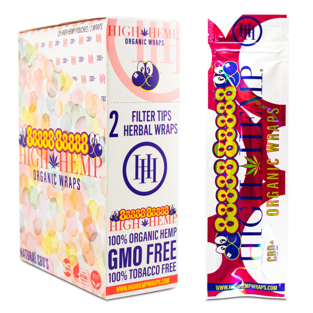 High Hemp Organic Wraps w/ Filter Tips (2 per pack / 25 packs Display)