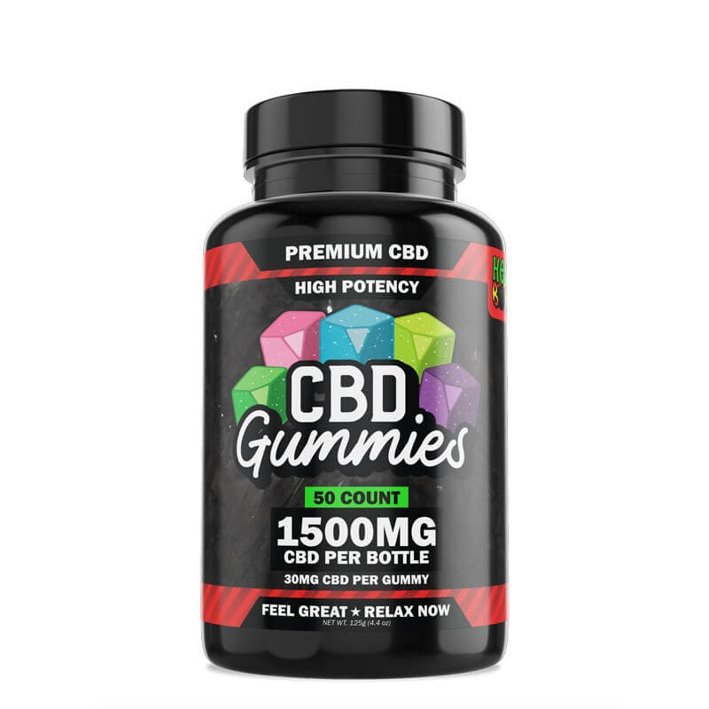 Hemp Bombs - CBD High Potency Gummies 50-count (30mg Per Gummy)  1500mg  Per Jar  (6 per Display)