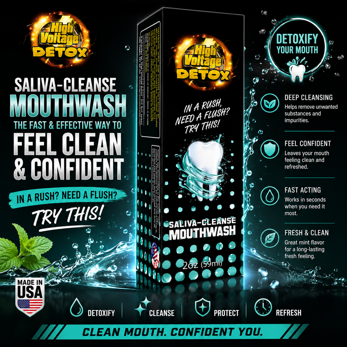 HIGH VOLTAGE Saliva Cleanse Mouthwash 2oz
