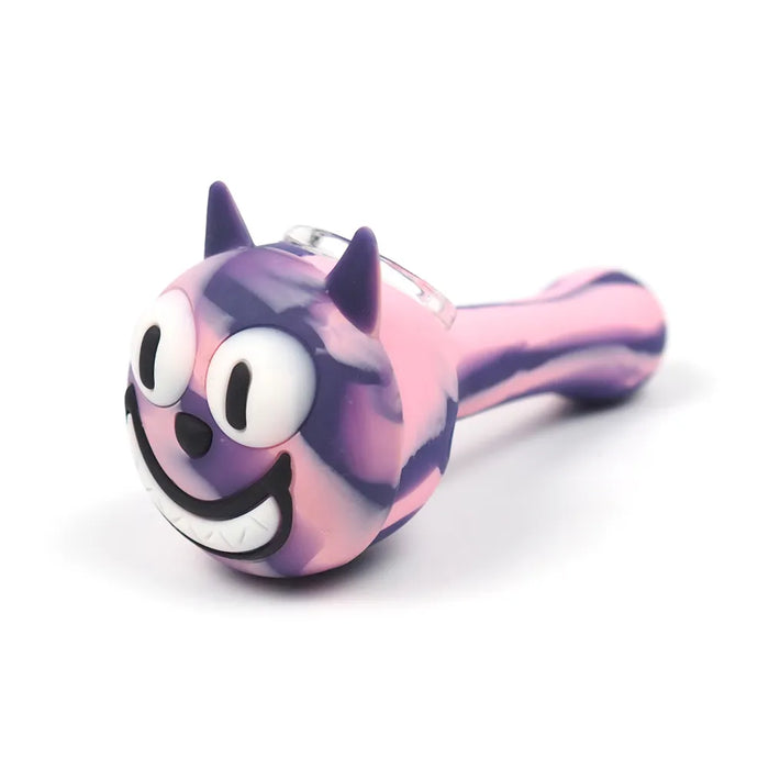 4.5" Silicone Funny Cat Hand Pipe w/ Glass Bowl