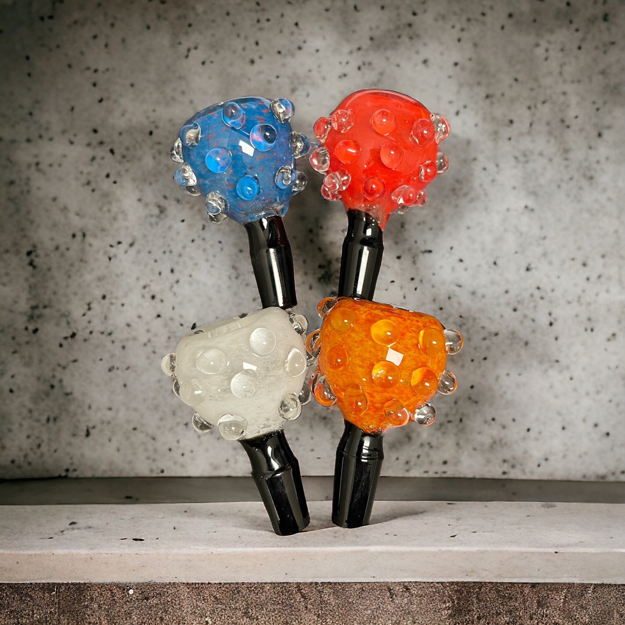 Color Bubble Glass Bowl  w/ Clear Marbles 14mm Male - Assorted Colors