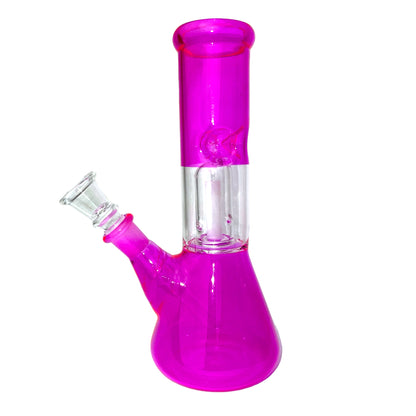 8" Clear Single Dome Colored Beaker Glass Water Pipe