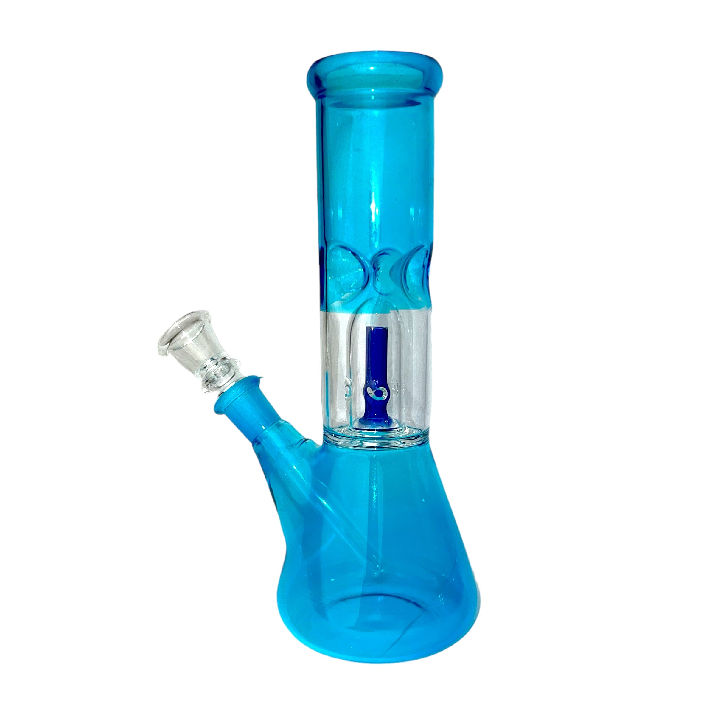 8" Clear Single Dome Colored Beaker Glass Water Pipe