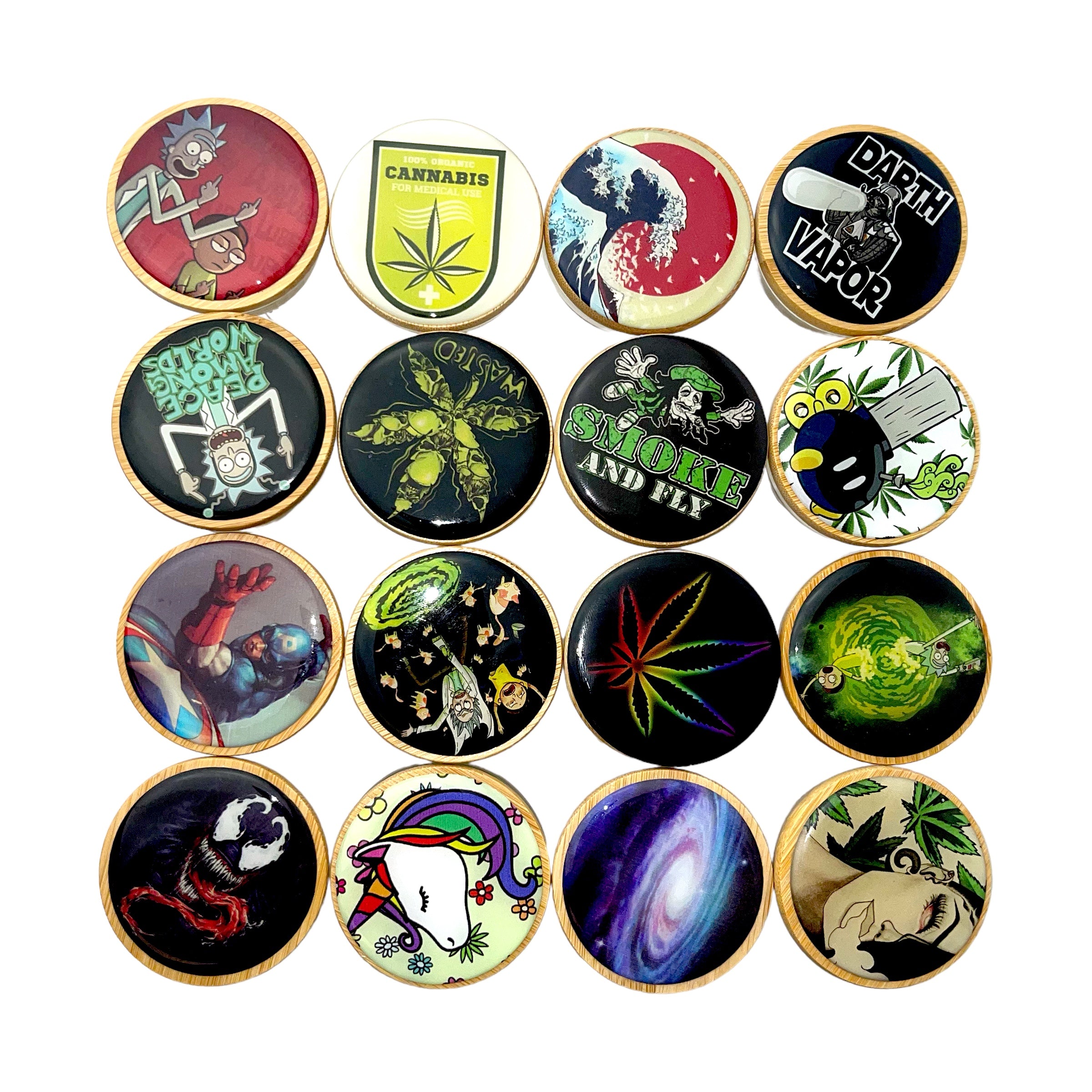 Small Bamboo Lid Air Tight Glass Jar with Head Sticker Design