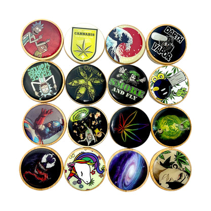 Small Bamboo Lid Air Tight Glass Jar with Head Sticker Design