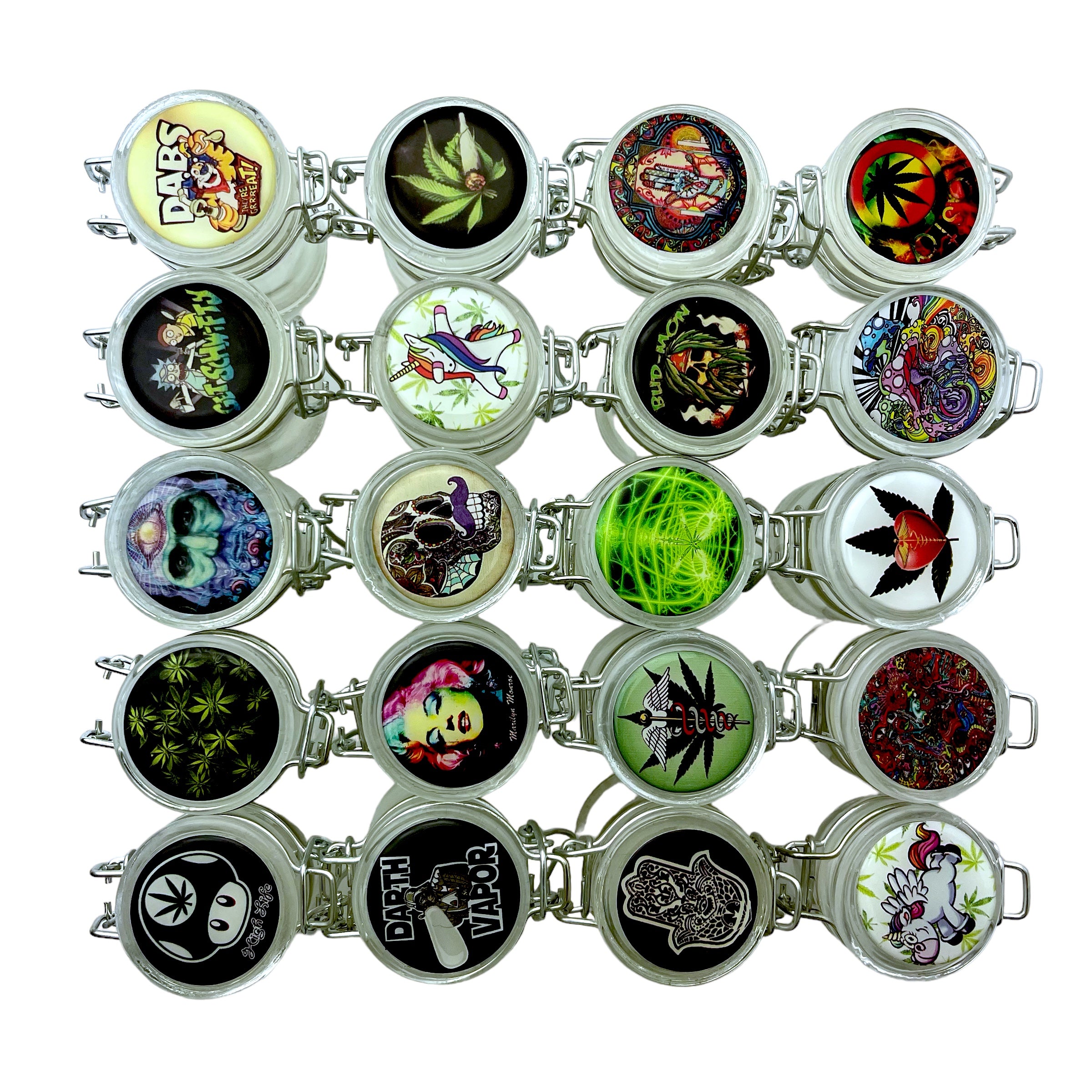 Small Glass Jar W/Safety Lock Sticker Designs