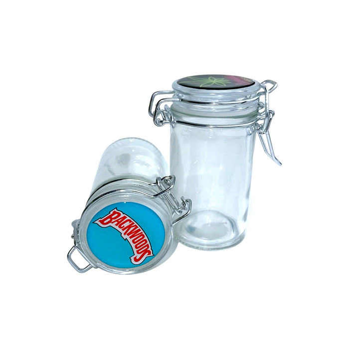 Medium Glass Jar W/Safety Lock Sticker Designs