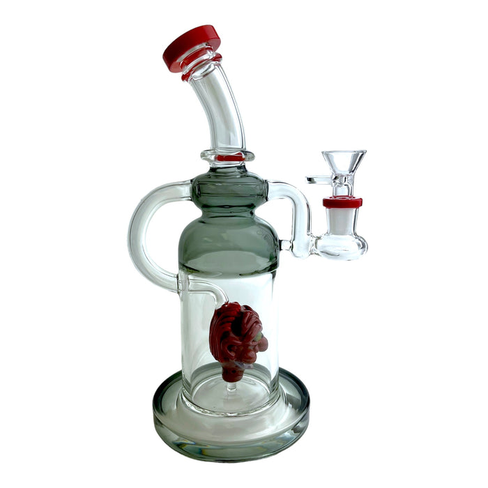 10" Evil Face Bent Neck Glass Water Pipe