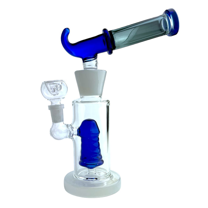 9.5" Horn Flat Base Glass Water Pipe