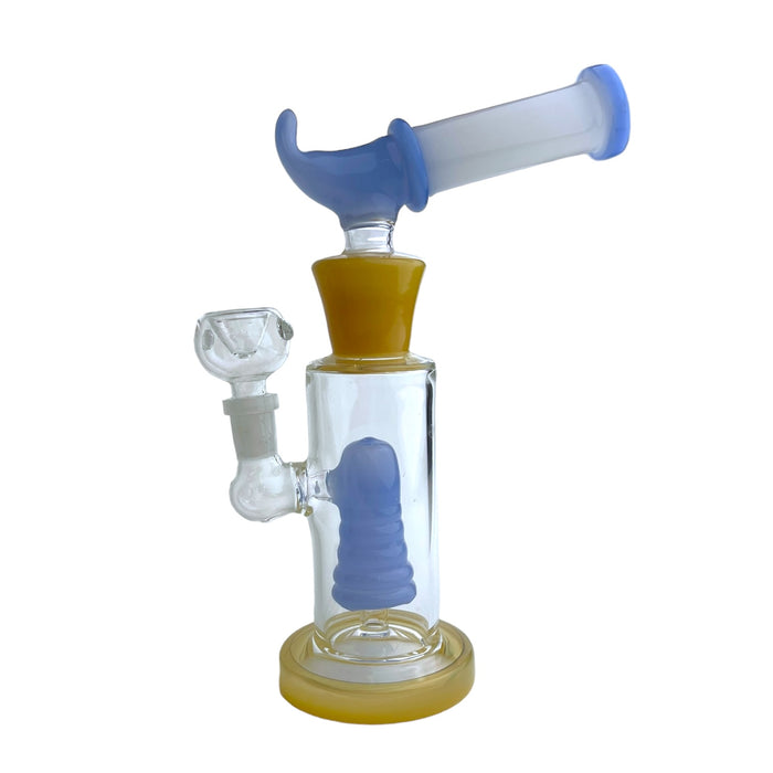 9.5" Horn Flat Base Glass Water Pipe