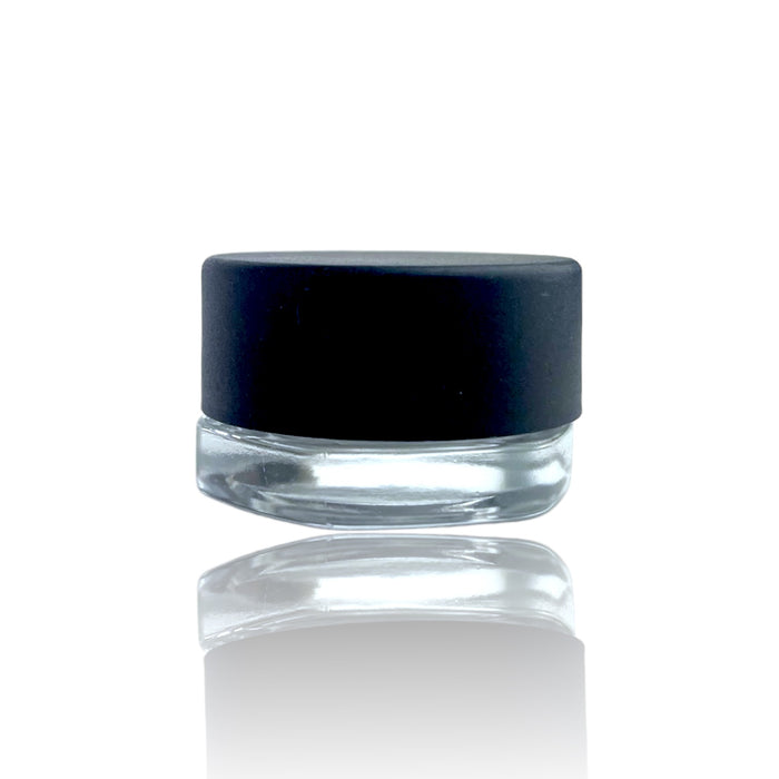 9ml Clear Child Resistant Hexagon Glass Jar with Black Cap - Lo Pro