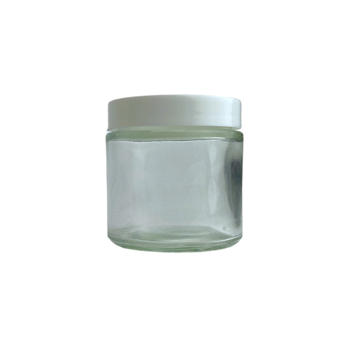 120mL (4oz.) White Plastic Top Clear Glass Jar Container
