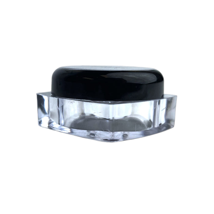 20g Clear Square Plastic Jar W/ Black Cap